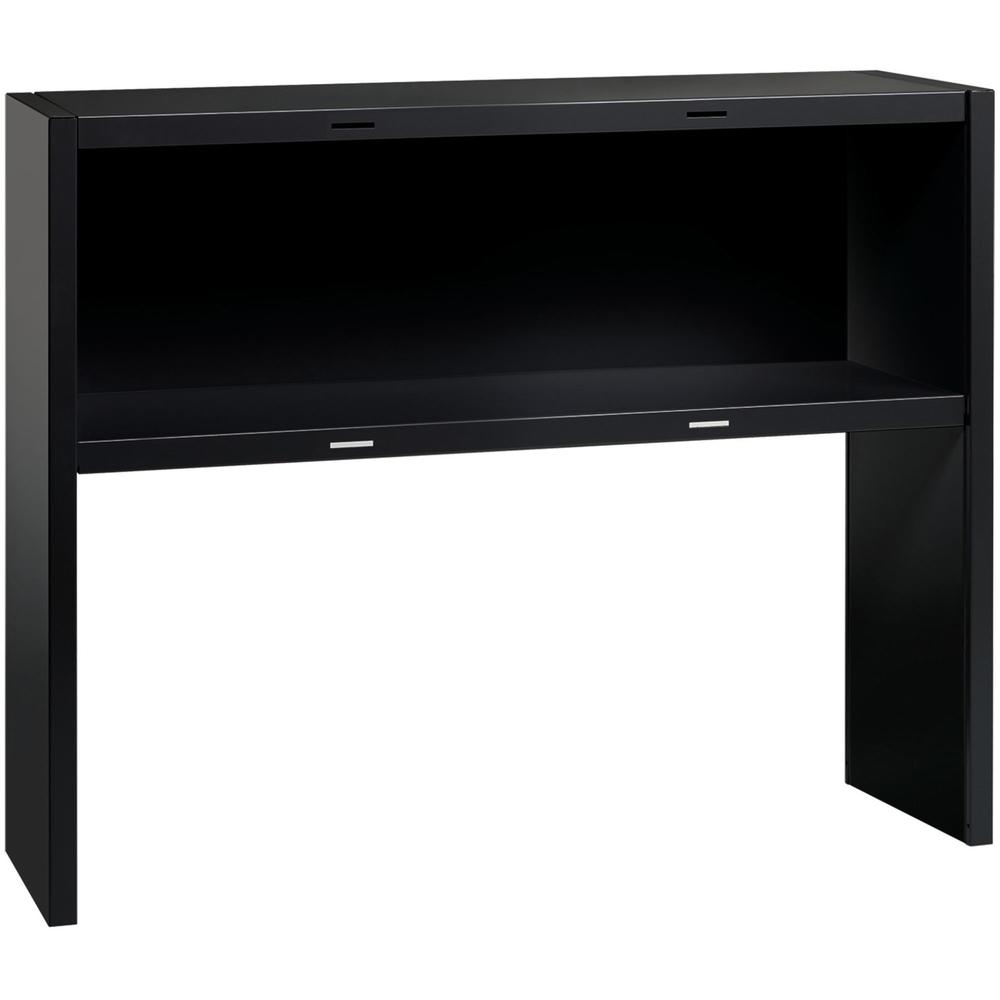 Lorell Fortress Modular Series Stack-on Hutch - x 48" Width - Material: Steel - Finish: Black - Grommet, Cord Management - 1 Each. Picture 2