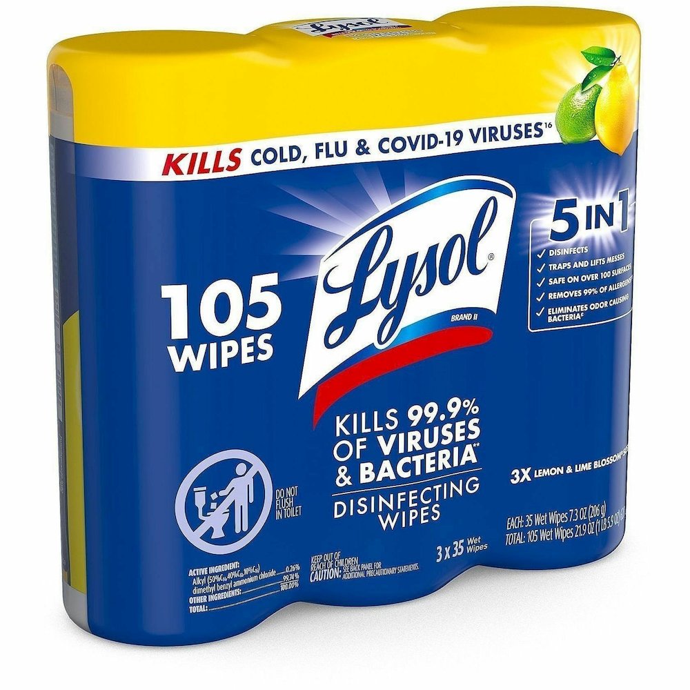 Lysol Disinfecting Wipes - For Multi Surface - Wipe - Lemon Scent - Recommended For: Bacteria Remover, Virus Remover, Allergen Remover, Pet Dander Remover, Dust Mite Remover, Pollen Remover - Disinfec. Picture 10