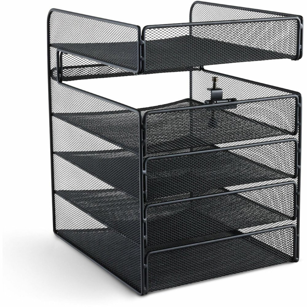 Safco Onyx Horizontal Hanging Desktop Storage - 5 Compartment(s) - 14.38" Height x 10.25" Width x 12.38" Depth - Durable, Lightweight, Scratch Resistant - Powder Coated - Black - Steel - 1 Each. Picture 16