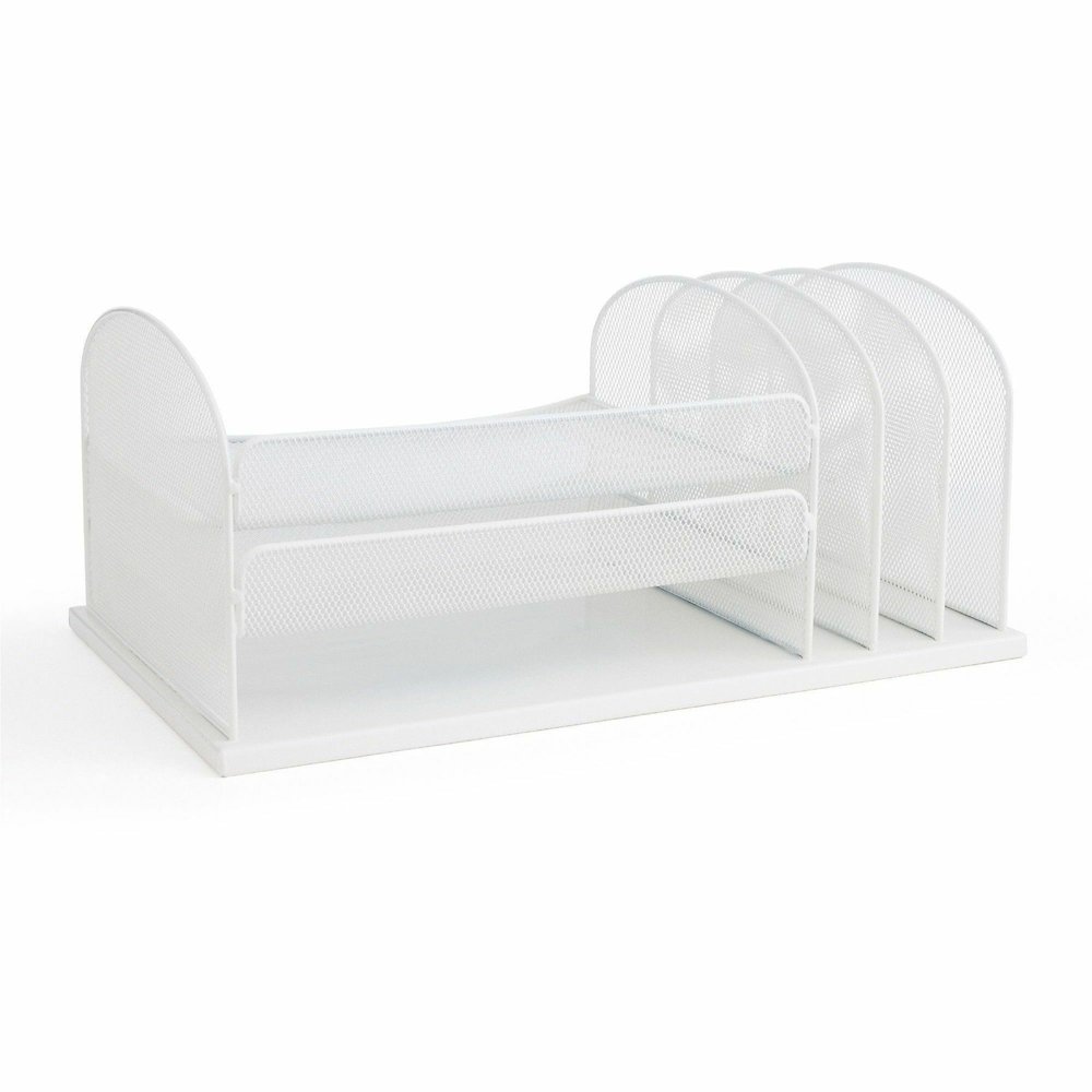 Safco Onyx 3 Tray/3 Upright Section Desk Organizer - 8.25" Height x 19.50" Width x 11.50" Depth - Desktop - White - Steel - 1 Each. Picture 11