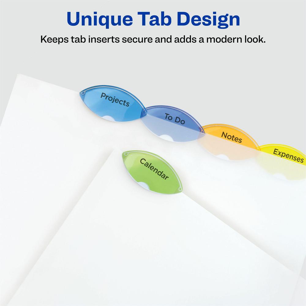 Avery&reg; Insertble Style Edge Plastic Pocket Dividers - 5 x Divider(s) - 5 - 5 Tab(s)/Set - 9.3" Divider Width x 11.25" Divider Length - 3 Hole Punched - Translucent Plastic Divider - Multicolor Pla. Picture 5