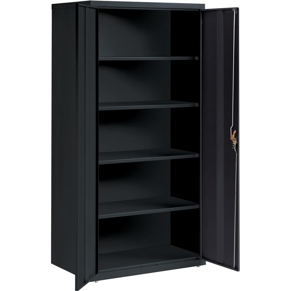Lorell Fortress Series Storage Cabinet - 36" Width x 24" Depth x 72" Height - 5 x Shelf(ves) - Hinged Door(s) - Sturdy, Recessed Locking Handle, Removable Lock, Durable, Storage Space - Black - Powder. Picture 7