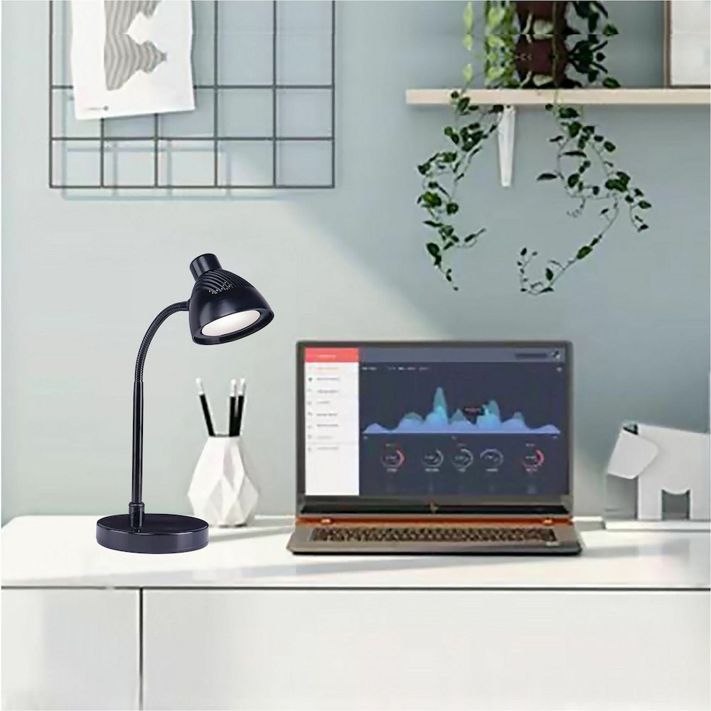 Lorell LED Desk Lamp - LED - 220 lm Lumens - Black - Desk Mountable - for Desk, Table. Picture 8