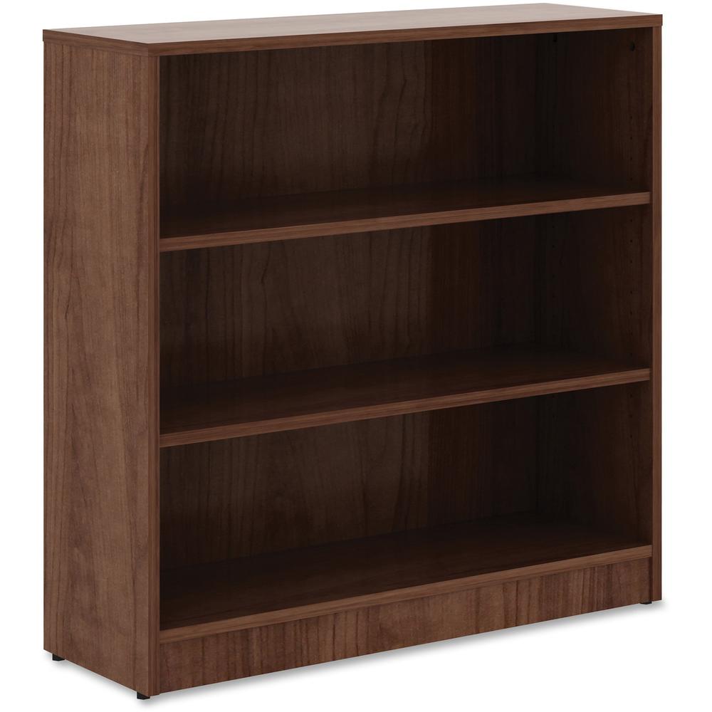 Lorell Laminate Bookcase - 3 Shelf(ves) - 36" Height x 36" Width x 12" Depth - Sturdy, Adjustable Feet, Adjustable Shelf - Thermofused Laminate (TFL) - Walnut - Laminate - 1 Each. Picture 4