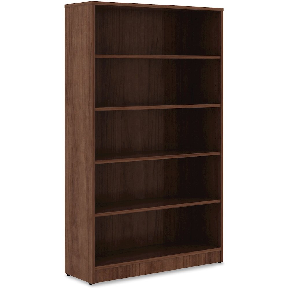 Lorell Laminate Bookcase - 0.7" Thickness Shelf, 60" Height x 36" Width x 12" Depth - 5 Shelve(s) - 4 Adjustable Shelf(ves) - Square Edge - Material: Thermofused Laminate (TFL) - Finish: Walnut - 1 Ea. Picture 10