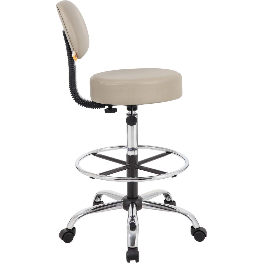 Boss Drafting Stool - Beige Vinyl Seat - Beige Back - Chrome, Black Chrome Frame - 5-star Base - 1 Each. Picture 8