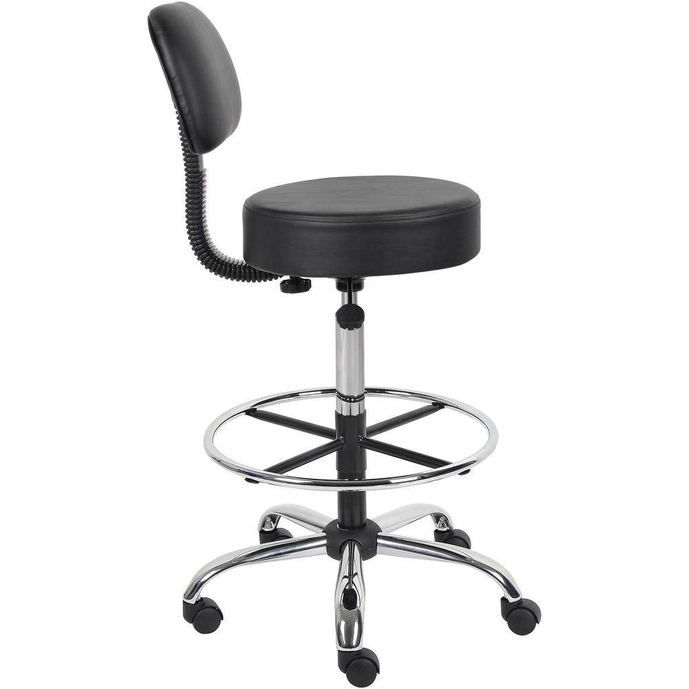 Boss Drafting Stool - Black Seat Color - Vinyl Seat Material - Black Back Color - Chrome, Black Frame Color - Chrome Frame Material - 5-star Base - 1 Each. Picture 9
