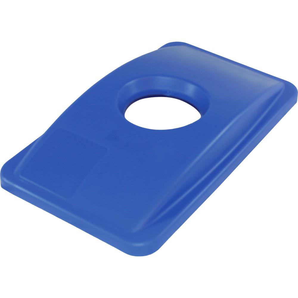 Genuine Joe 23-Gallon Recycling Bin Cutout Lid - Round - 1 Each - Blue. Picture 5