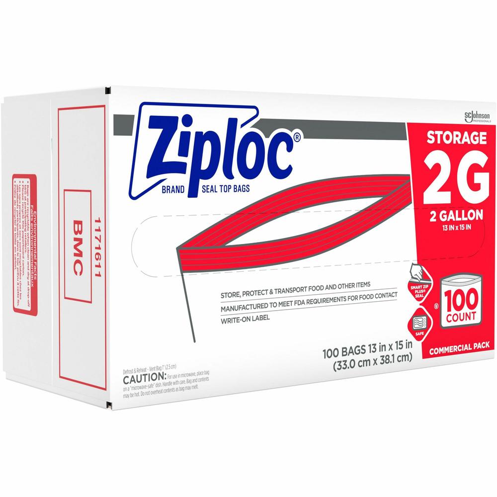 Ziploc&reg; 2-Gallon Storage Bags - Extra Large Size - 2 gal Capacity - Clear - Food - 100 / Carton. Picture 4