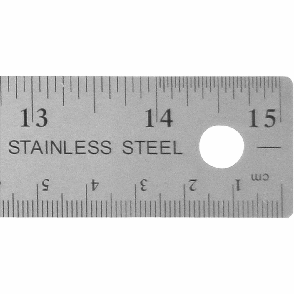Westcott Stainless Steel Rulers - 15" Length x 1" Width - 1/16, 1/32 Graduations - Metric, Imperial Measuring System - Stainless Steel - Stainless Steel - 12 / Box. Picture 10