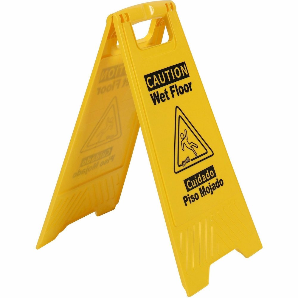 Genuine Joe Universal Graphic Wet Floor Sign - Print/Message "Wet Floor" - Foldable - Yellow - 3 / Bundle. Picture 10