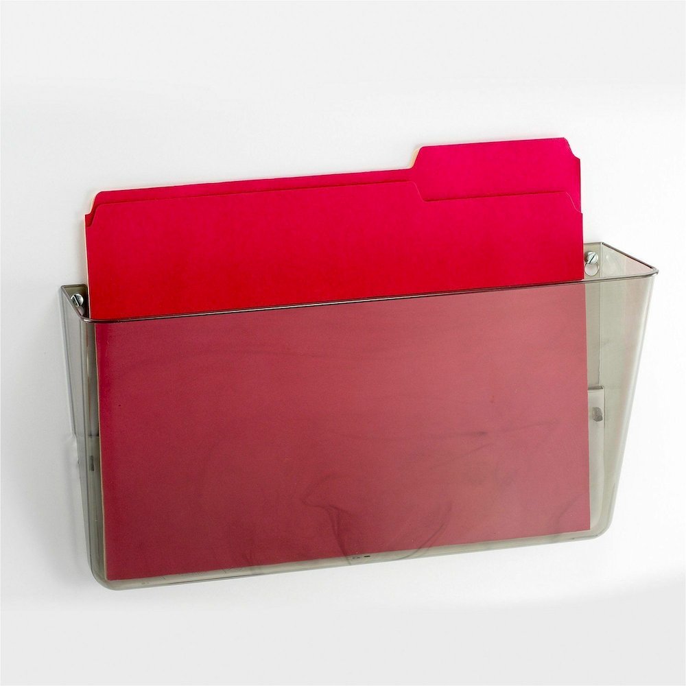 Officemate Mountable Wall File - 7" Height x 13" Width x 4.12" Depth - Smoke - Plastic - 4 / Carton. Picture 12