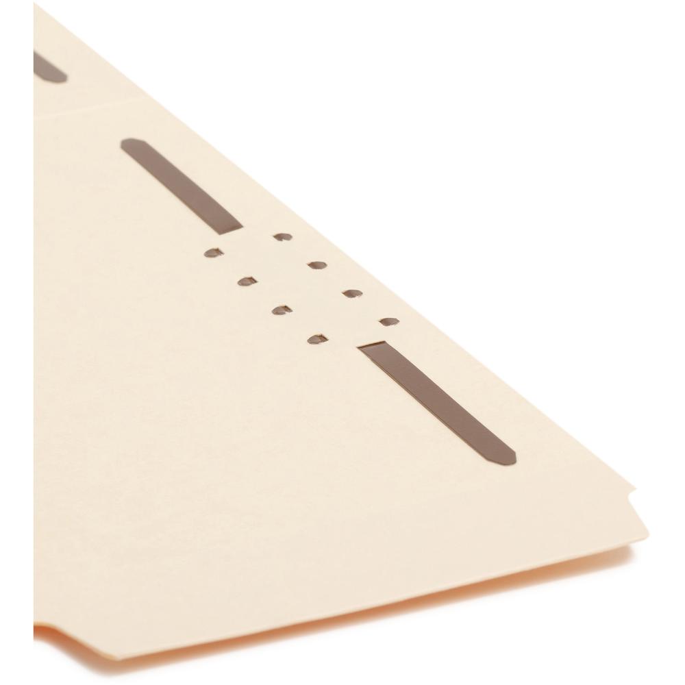 Smead SuperTab 1/3 Tab Cut Letter Recycled Fastener Folder - 8 1/2" x 11" - 2 x Prong K Style Fastener(s) - 2" Fastener Capacity - Top Tab Location - Assorted Position Tab Position - Manila - 10% Recy. Picture 7