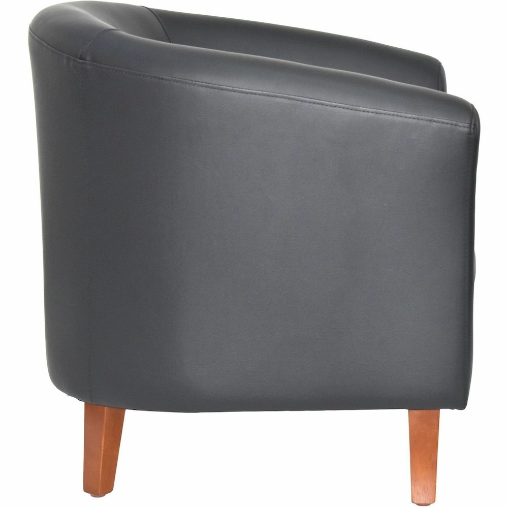 Lorell Barrel Armchair - Four-legged Base - Black - Bonded Leather - Armrest - 1 Each. Picture 12
