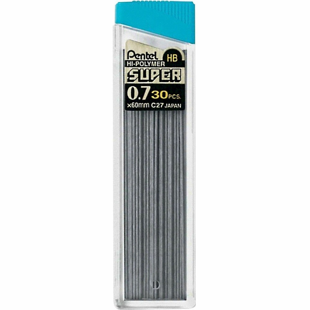 Pentel Super Hi-Polymer Leads - 0.7 mm , Medium Point - HB - Black Lead - 30/Tube - 12 / Box. Picture 5