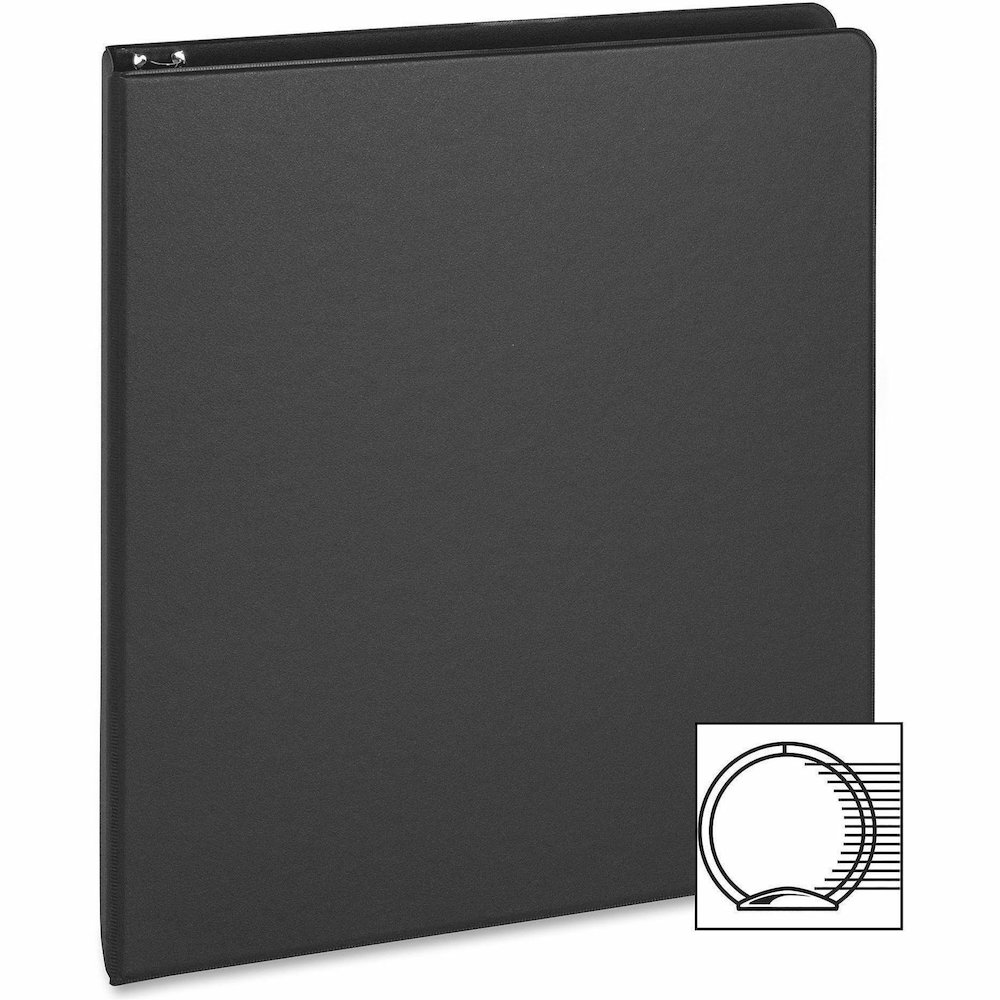 Business Source Basic Round Ring Binders - 1" Binder Capacity - 240 Sheet Capacity - 3 Ring - Fastener: Round Ring - Pocket: Inside Front & Back - Chipboard, Polypropylene - Black - Exposed Rivet, Stu. Picture 12
