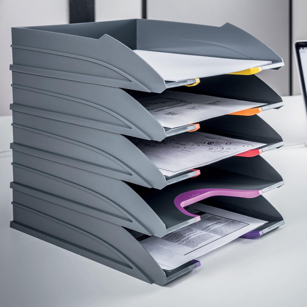 DURABLE VARICOLOR Desk Tray - Desktop - Stackable, Front Cut-out - Gray - Plastic - 1 Pack. Picture 5