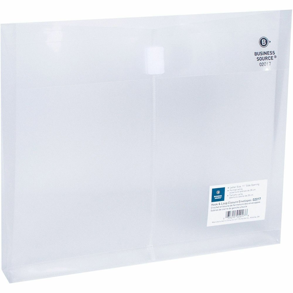 Business Source Letter File Pocket - 8 1/2" x 11" - 1" Expansion - Clear - Hook & Loop Closure, Transfer Safe - 12 / Pack. Picture 9