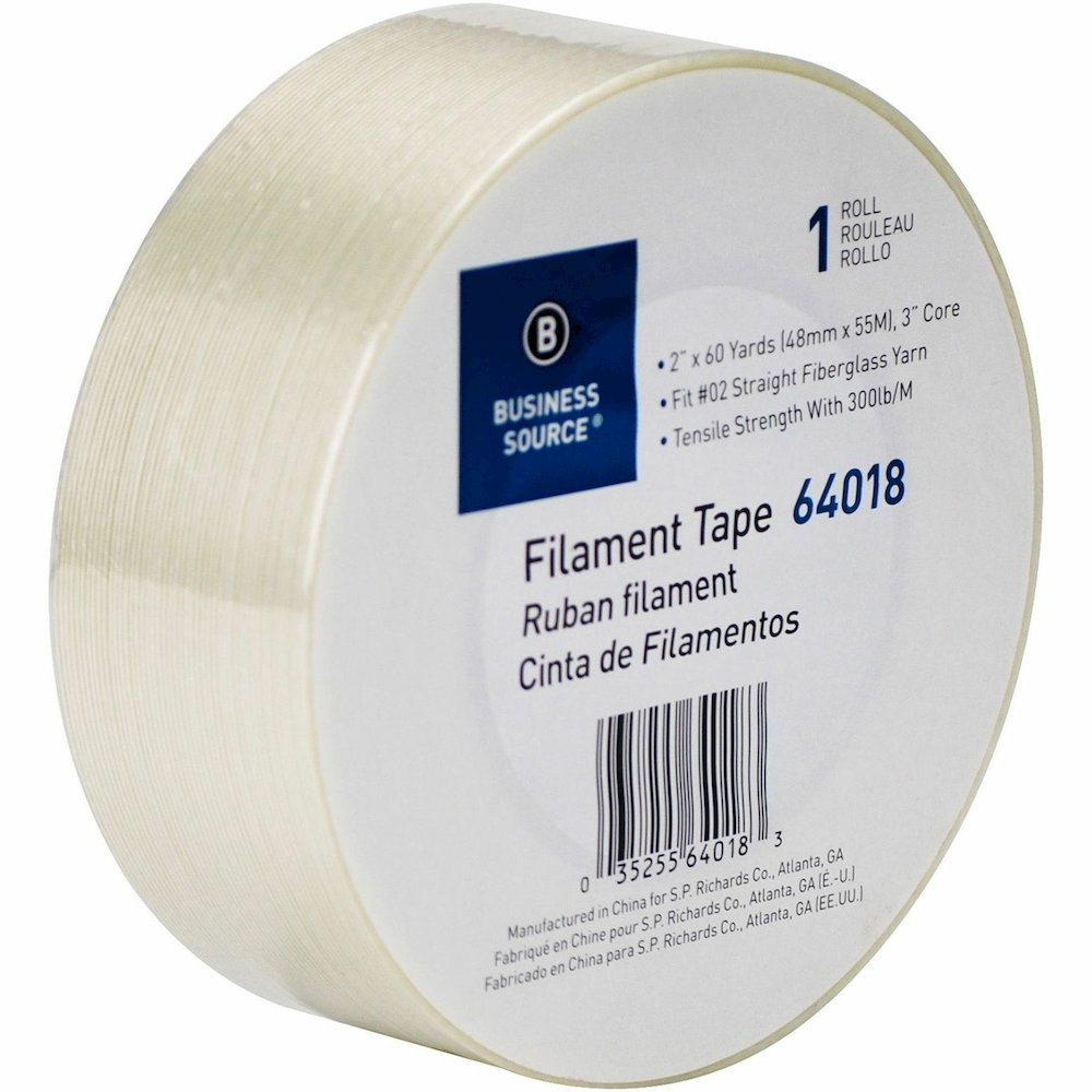 Business Source Heavy-duty Filament Tape - 60 yd Length x 2" Width - 3" Core - White - Fiberglass Filament Roll - 1 Roll. Picture 9