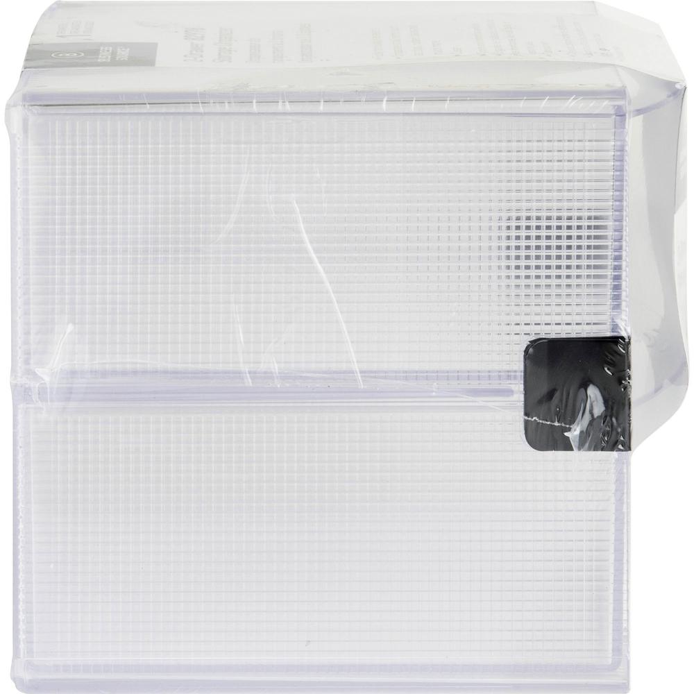 Business Source 2-drawer Storage Organizer - 2 Drawer(s) - 6" Height x 6" Width x 6" Depth - Desktop - Clear - 1 Each. Picture 3