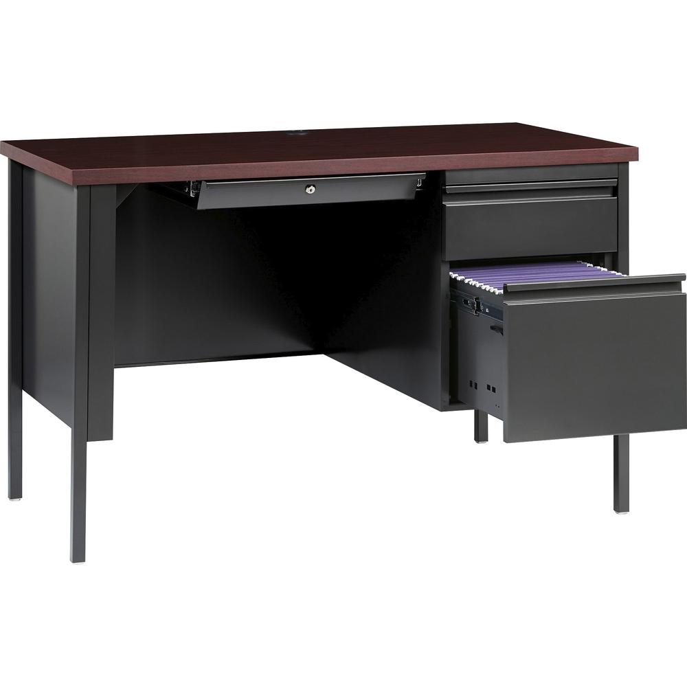 Lorell Fortress Series 45-1/2" Right Single-Pedestal Desk - 29.5" Height x 45.5" Width x 24" Depth, 1.1" Thickness Top - Single Pedestal on Right Side - Square Edge - 1 Each. Picture 6
