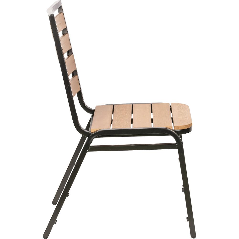 Lorell Outdoor Chairs - Teak Seat Color - Faux Wood Seat Material - Teak Back Color - Faux Wood Back Material - Four-legged Base - 4 / Carton. Picture 6