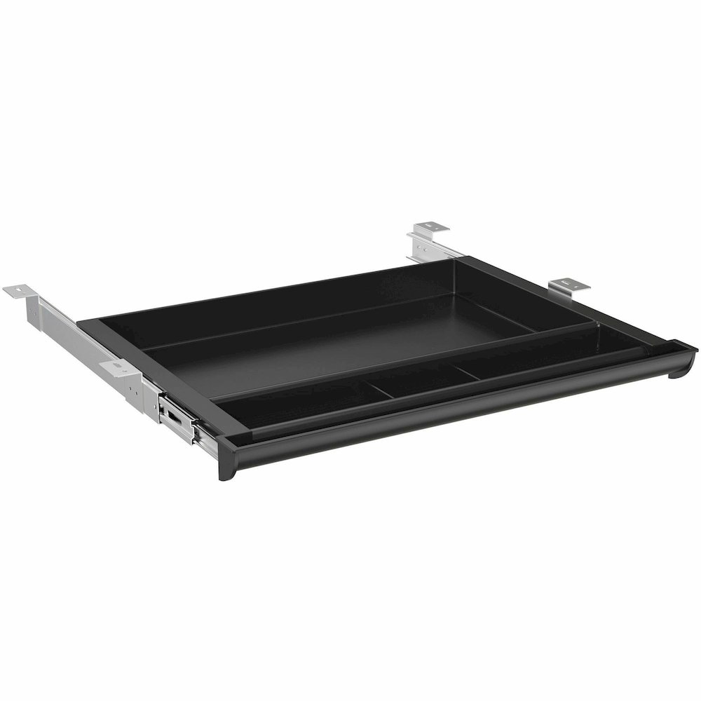 Lorell Laminate Desk 4-compartment Drawer - x 20.5" Width x 16" Depth - Material: Acrylonitrile Butadiene Styrene (ABS) - Finish: Black - 1 Each. Picture 15