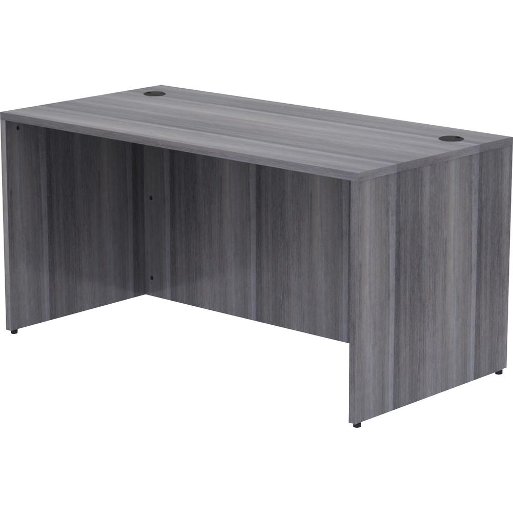 Lorell Essentials Series Rectangular Desk Shell - 60" x 30"29.5" , 1" Top - Laminate, Weathered Charcoal Table Top - Grommet. Picture 7