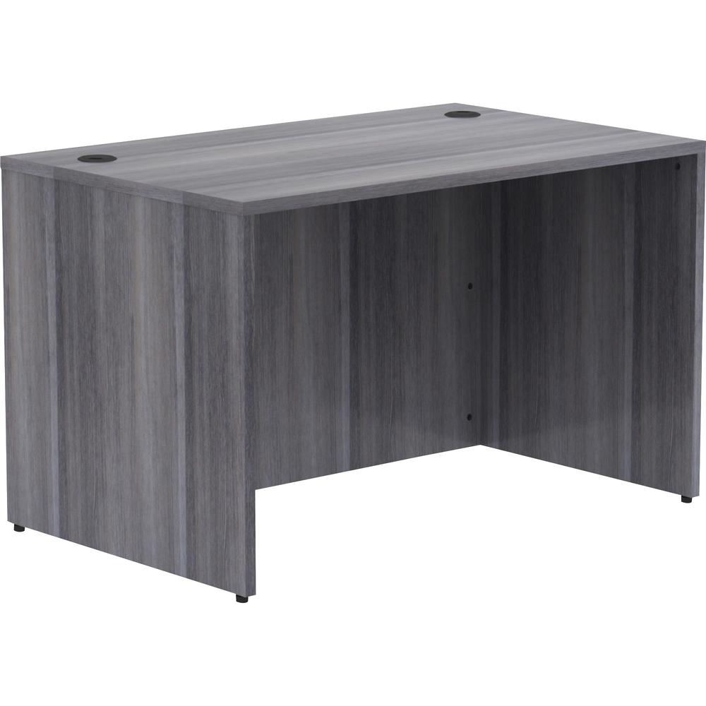 Lorell Essentials Series Rectangular Desk Shell - 29.5" Height x 48" Width x 30" Depth, 1" Thickness Top - Laminate, Weathered Charcoal Table Top - Grommet, Durable, Modesty Panel, Adjustable Floor Gu. Picture 7