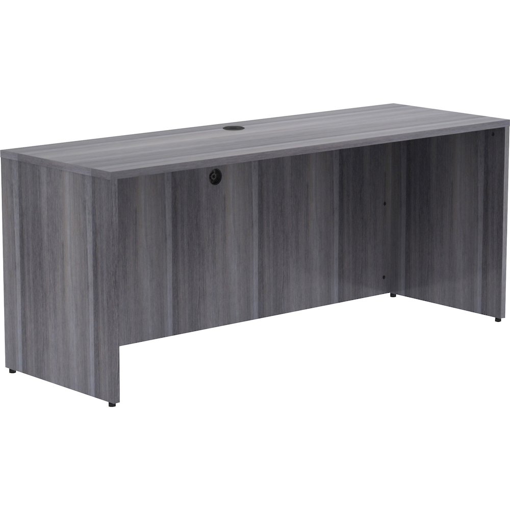 Lorell Essentials Series Credenza Shell - 29.5" Height x 70.9" Width x 23.6" Depth - Laminate, Weathered Charcoal Table Top - Modesty Panel, Grommet, Durable, Adjustable Floor Guide - 1 Each. Picture 10