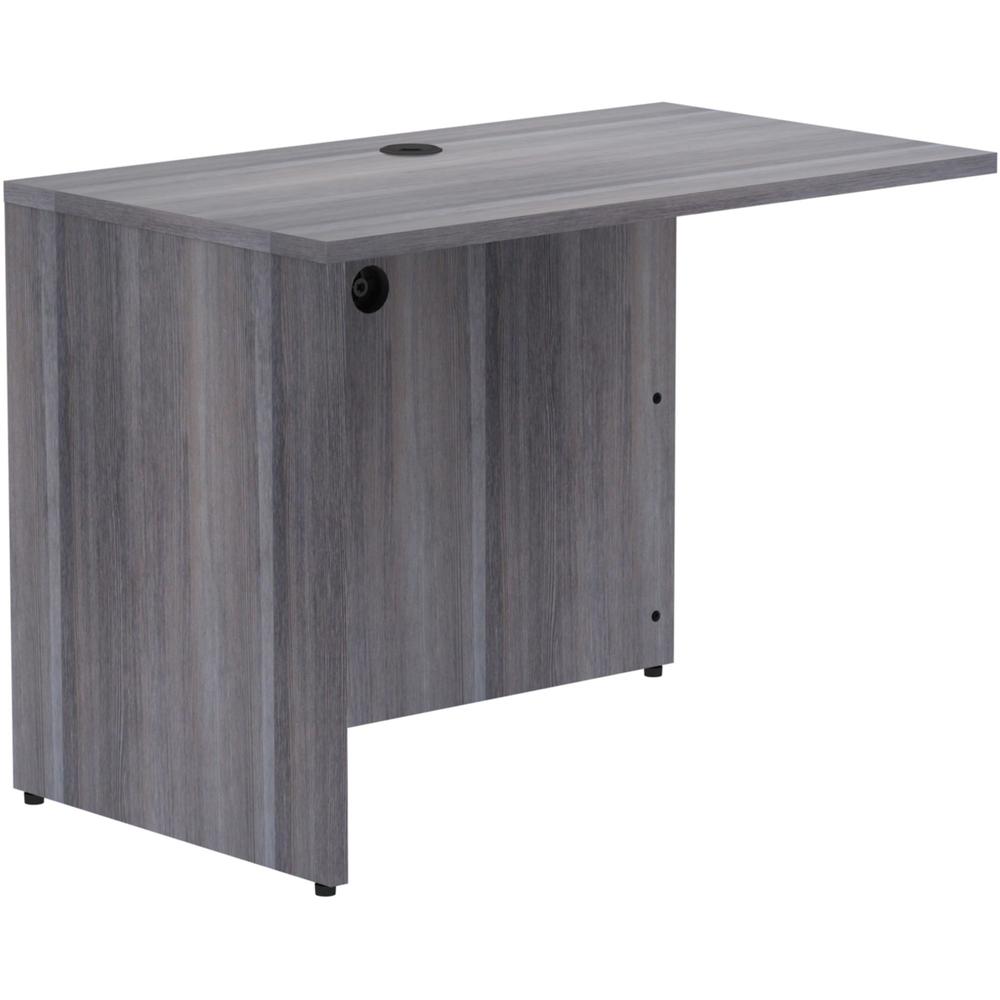 Lorell Essentials Series Return Shell - 29.5" Height x 42" Width x 24" Depth, 1" Thickness Top - Laminate, Weathered Charcoal Table Top - Modesty Panel, Grommet, Durable, Adjustable Floor Guide - 1 Ea. Picture 9
