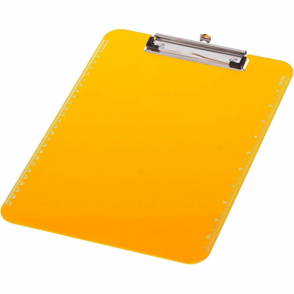 Business Source Flat Clip Clipboard - 9" x 12" Sheet Size - Plastic - Neon Orange - 6 / Bundle. Picture 12