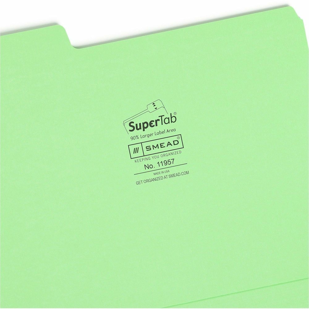 Smead SuperTab 1/3 Tab Cut Letter Recycled Top Tab File Folder - 8 1/2" x 11" - 3/4" Expansion - Top Tab Location - 11 pt. - Bright Purple, Bright Pink, Bright Green, Bright Blue - Labeling Area, Stur. Picture 9