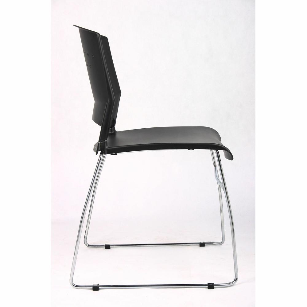Boss Black Stack Chair With Chrome Frame, 1Pc Pack - Black Seat Color - Polypropylene Seat Material - Black Back Color - Polypropylene Back Material - Chrome Frame Material - Sled Base - 1 Each. Picture 7