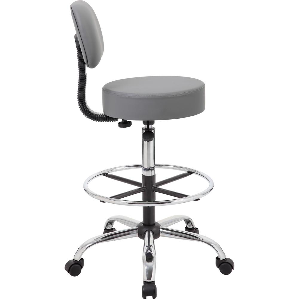 Boss B16245-GY Drafting Stool - Gray Vinyl, Foam Seat - Gray Vinyl, Plush Back - 5-star Base - 1 Each. Picture 8