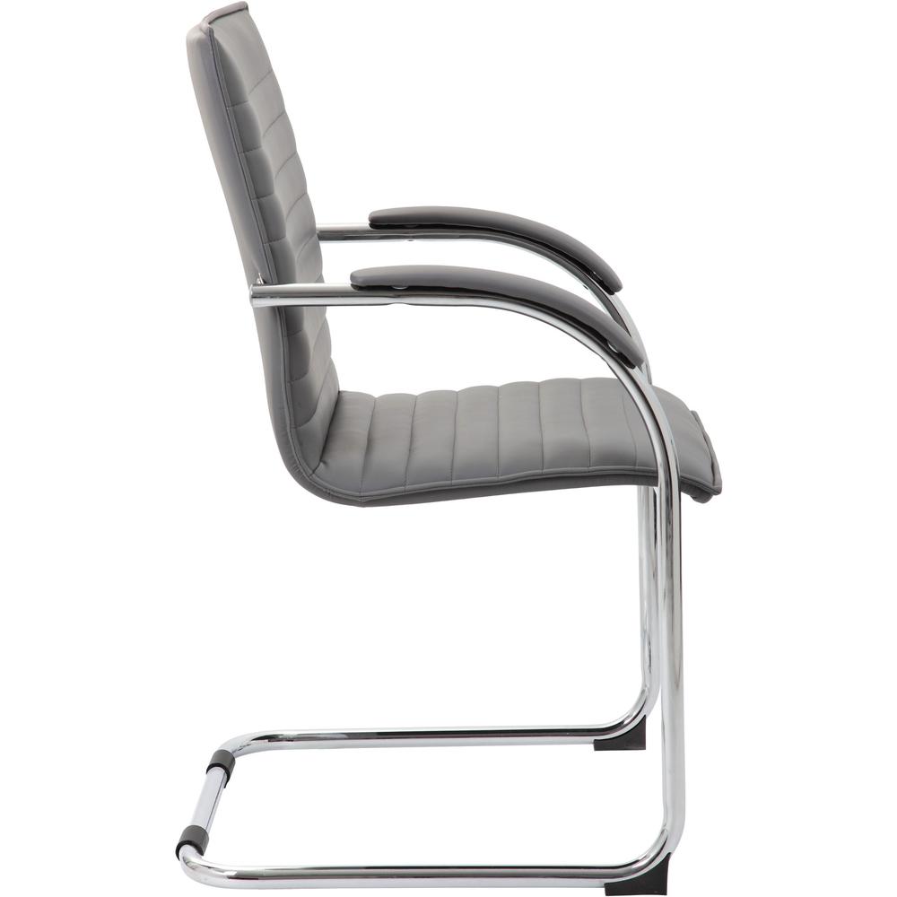 Boss Chrome Frame Vinyl Side Chairs - Gray Vinyl Seat - Gray Vinyl Back - Chrome Polywood Frame - Mid Back - Cantilever Base - 2 / Pack. Picture 5