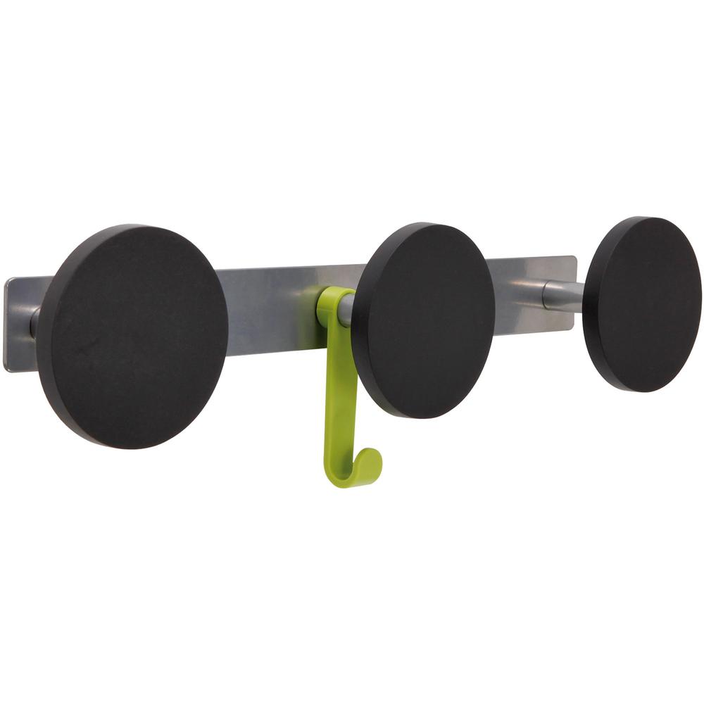 Alba Triple Metal Wall Coat Peg - 3 Hooks - 66.14 lb (30 kg) Capacity - 1.4" Height x 4.3" Width - for Coat, Clothes - Metal - Silver, Black, Metallic Gray - Powder Coated - 1 Each. Picture 3