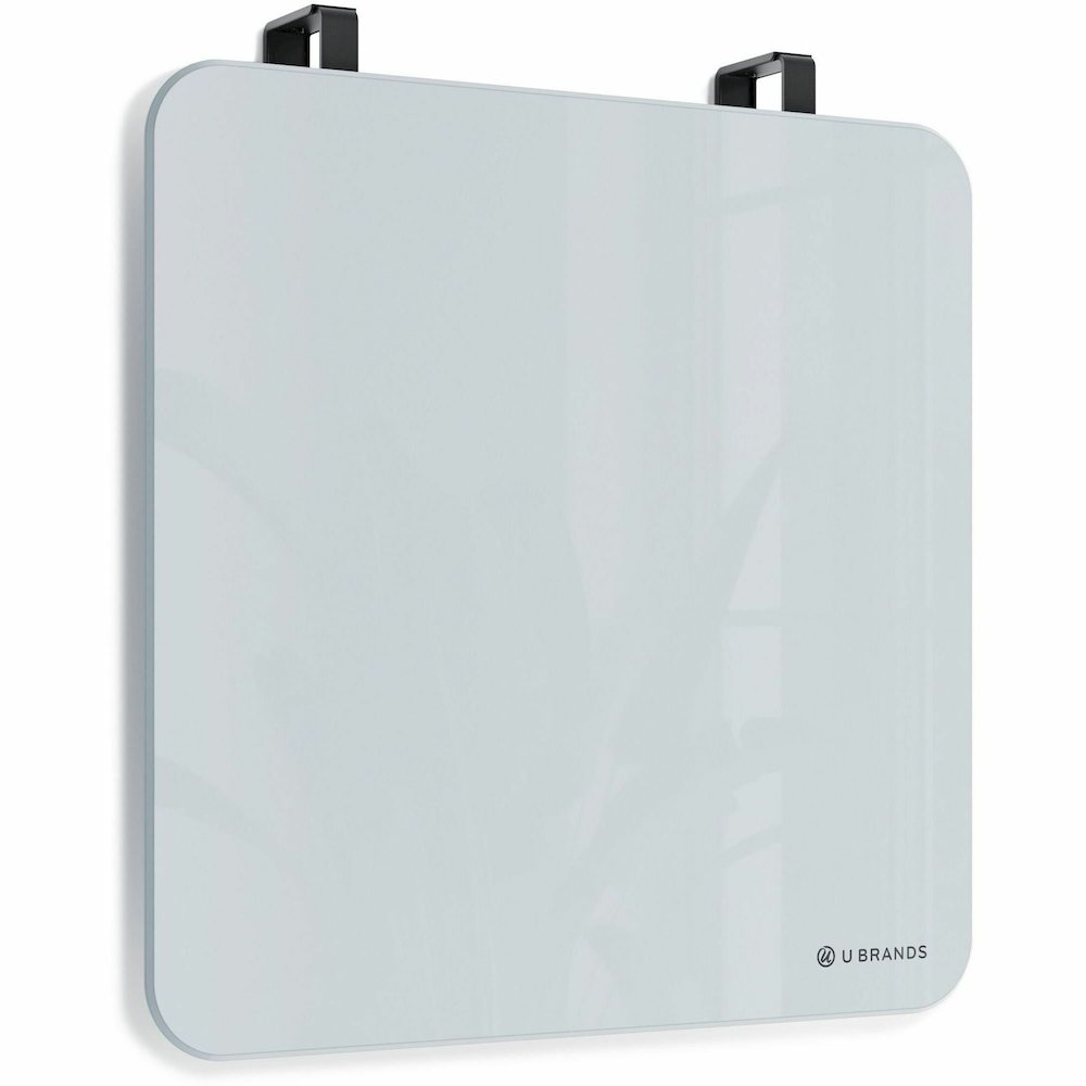 U Brands Magnetic Cubicle/Wall Glass Dry-Erase Board - 12" (1 ft) Width x 12" (1 ft) Height - Frosted White Tempered Glass Surface - Square - Horizontal - Magnetic - Frameless - 1 Each. Picture 7