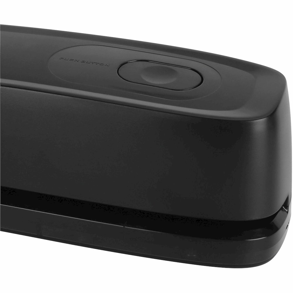 Business Source Electric Hole Punch - 3 Punch Head(s) - 10 Sheet of 20lb Paper - 9/32" Punch Size - 2.6" Width x 11.9" Depth x 3.2" Height - Black. Picture 10