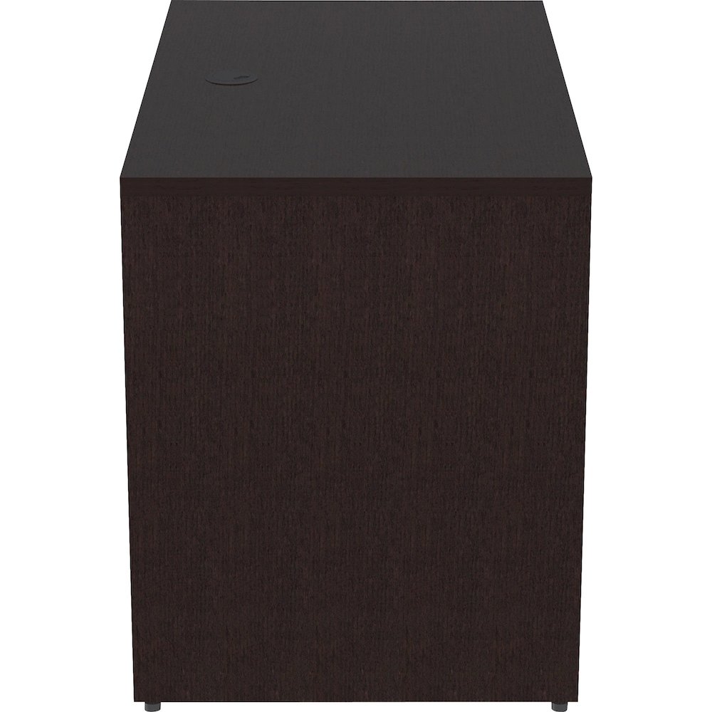 Lorell Essentials Series Return Shell - 29.5" Height x 42" Width x 24" Depth Return Shell, 1" Thickness Top - Finish: Espresso - Grommet, Adjustable Feet, Durable, Laminated, Cam Lock, Cord Management. Picture 10