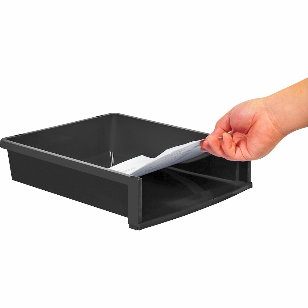 Storex Quick Stack Construction Paper Sorter - 500 x Sheet - 3 Compartment(s) - 8.40" Height x 11.25" Width x 13" Length - Black - Plastic - 1 Each. Picture 12