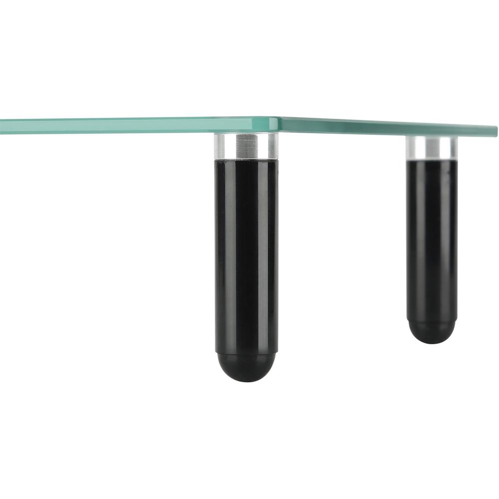 Lorell 4-leg Single-Shelf Monitor Stand - 44 lb Load Capacity - 1 x Shelf(ves) - 3" Height x 22" Width x 8.25" Depth - Desktop - Glass - Clear, Black. Picture 7