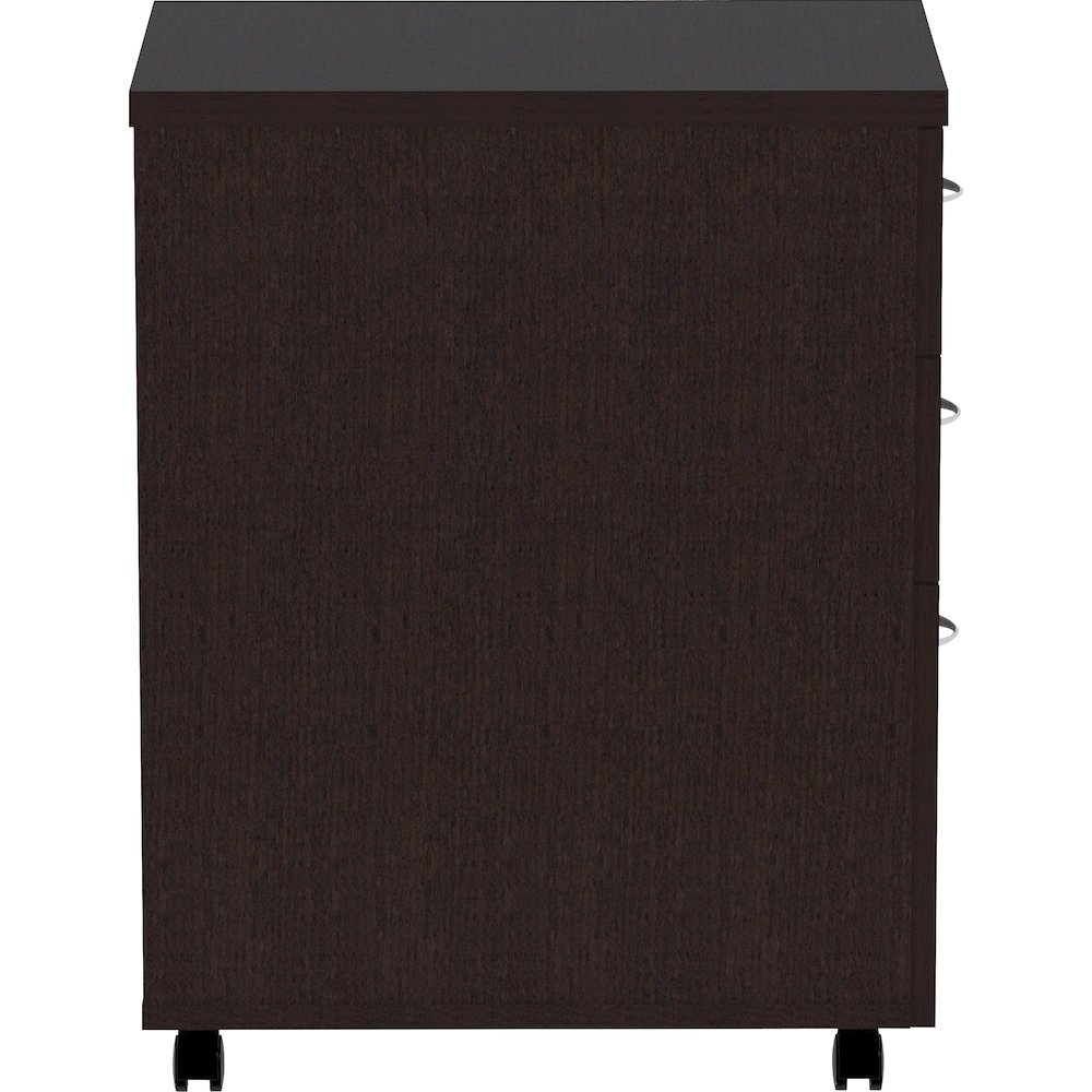 Lorell Essentials Series Box/Box/File Mobile File Cabinet - 28.3" Height x 16" Width x 22" Depth Pedestal, 1" Thickness Top - Finish: Espresso, Silver Brush - Durable, Laminated, Built-in Hangrail, Fi. Picture 12