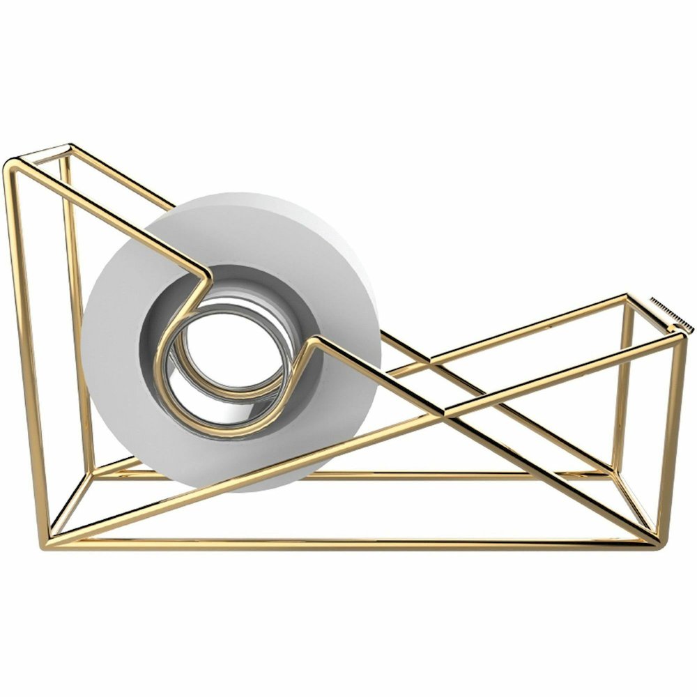 U Brands Vena Tape Dispenser - 1" Core - Refillable - Easy to Use, Sturdy, Lightweight - Wire Metal - Gold - 1 Each. Picture 8