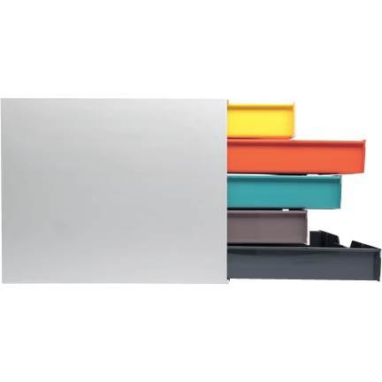 DURABLE VARICOLOR MIX 5 Drawer Desktop Storage Box, White/Multicolor - 5 Drawer(s) - 11" Height x 11.5" Width x 14" DepthDesktop - White - Plastic - 1 Each. Picture 5