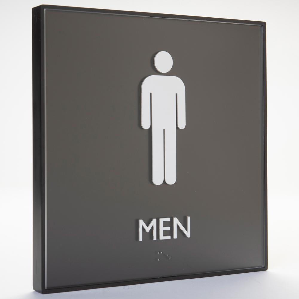 Lorell Men's Restroom Sign - Print/Message "Men" , "Toilette Men" - 8" Width x 8" Height - Square Shape - Surface-mountable - Easy Readability, Injection-molded - Restroom, Architectural - Plastic - B. Picture 11