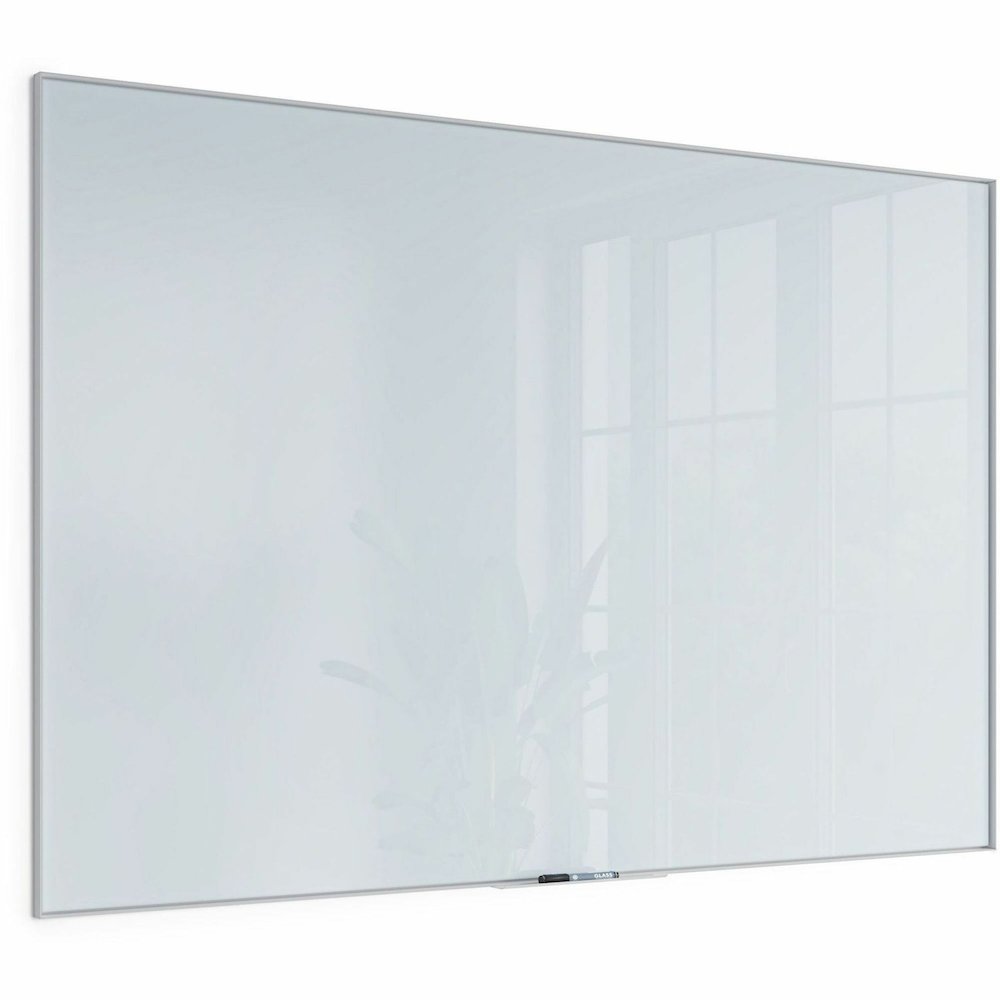 U Brands Non-Magnetic Glass Dry-Erase Board - 72" (6 ft) Width x 48" (4 ft) Height - Frosted White Tempered Glass Surface - White Aluminum Frame - Rectangle - Horizontal/Vertical - 1 Each. Picture 6
