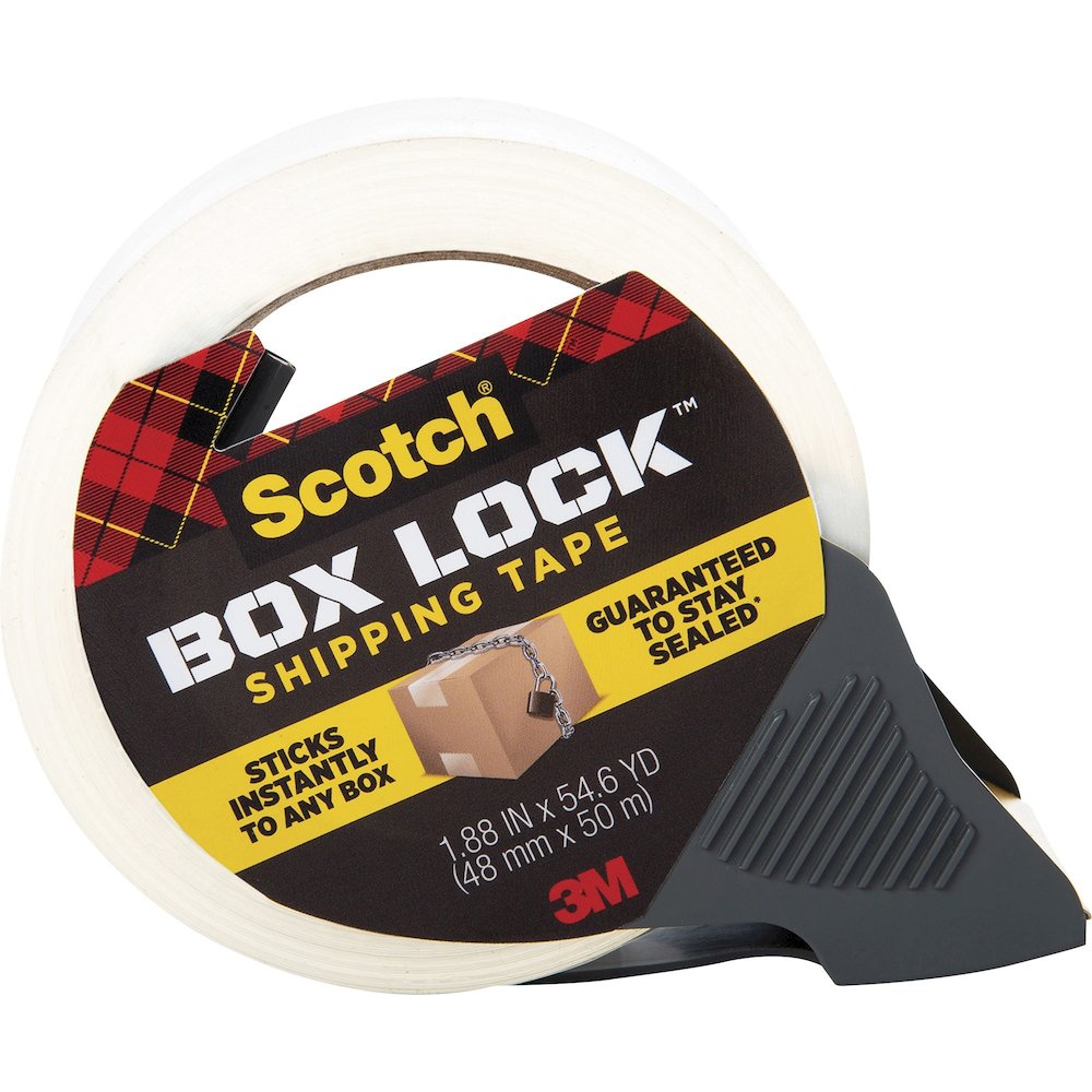 Scotch Box Lock Packaging Tape - 54.60 yd Length x 1.88" Width - Clear - Dispenser Included - 1 Roll. Picture 7