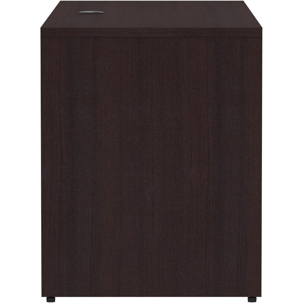 Lorell Essentials Series Credenza Shell - 66" x 24"29.5" Credenza Shell, 1" Top - Finish: Espresso Laminate, Silver Brush. Picture 6