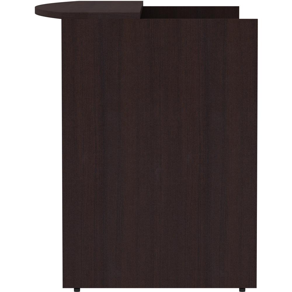 Lorell Essentials Series Front Reception Desk - 42.5" Height x 72" Width x 36" Depth Desk, 1" Thickness Top - Finish: Espresso Laminate - 1 Each. Picture 6
